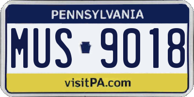 PA license plate MUS9018