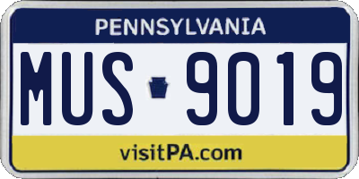 PA license plate MUS9019