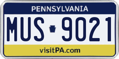 PA license plate MUS9021