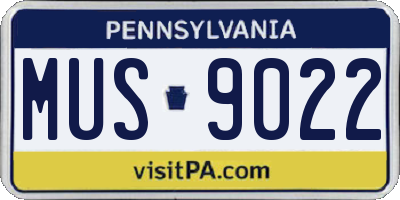 PA license plate MUS9022