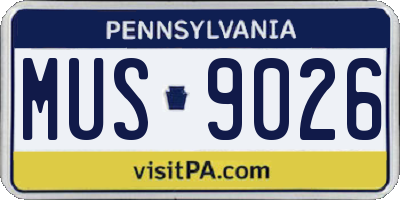 PA license plate MUS9026