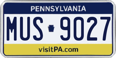 PA license plate MUS9027