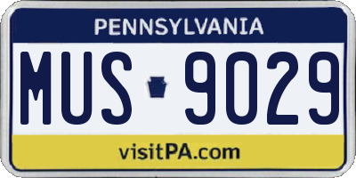 PA license plate MUS9029