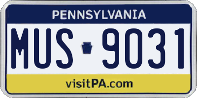 PA license plate MUS9031