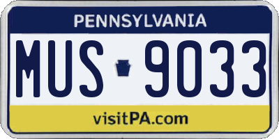PA license plate MUS9033