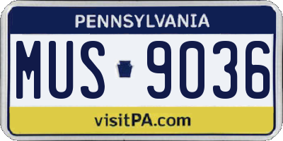 PA license plate MUS9036
