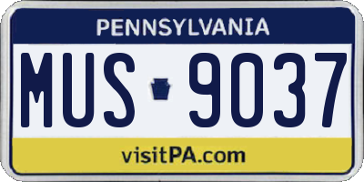 PA license plate MUS9037