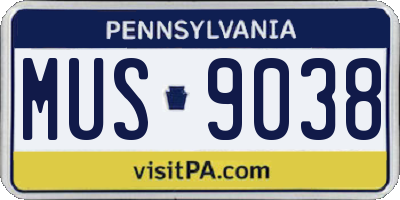 PA license plate MUS9038
