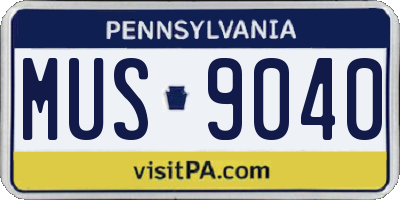 PA license plate MUS9040