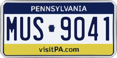 PA license plate MUS9041