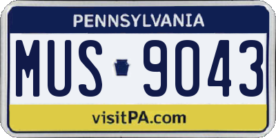 PA license plate MUS9043
