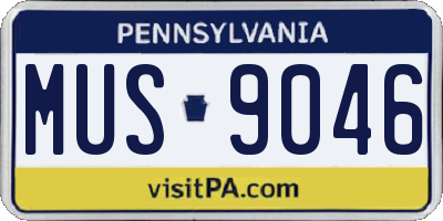 PA license plate MUS9046