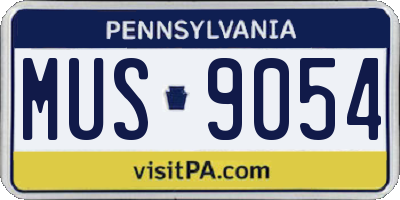 PA license plate MUS9054