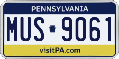 PA license plate MUS9061