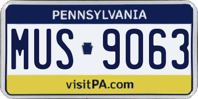 PA license plate MUS9063