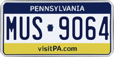PA license plate MUS9064