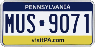 PA license plate MUS9071