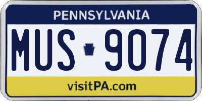 PA license plate MUS9074
