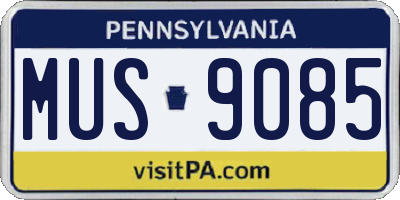 PA license plate MUS9085