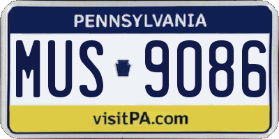 PA license plate MUS9086