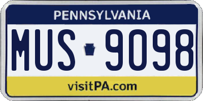 PA license plate MUS9098