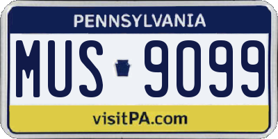 PA license plate MUS9099