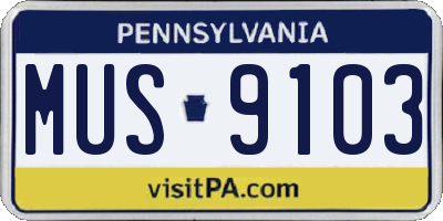 PA license plate MUS9103