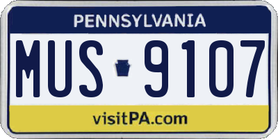 PA license plate MUS9107