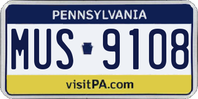 PA license plate MUS9108