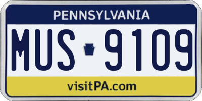 PA license plate MUS9109
