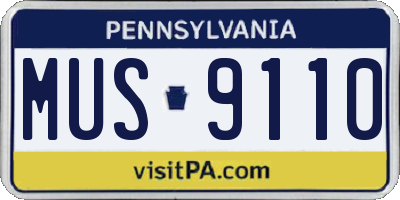 PA license plate MUS9110