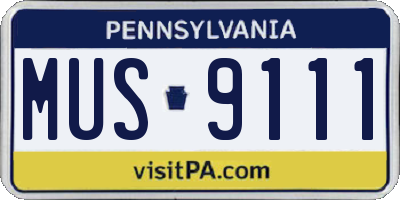 PA license plate MUS9111