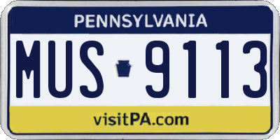 PA license plate MUS9113