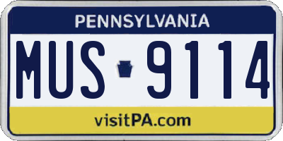 PA license plate MUS9114