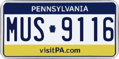 PA license plate MUS9116