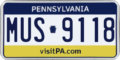 PA license plate MUS9118