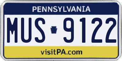 PA license plate MUS9122