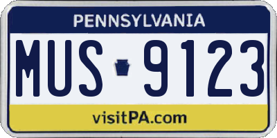 PA license plate MUS9123