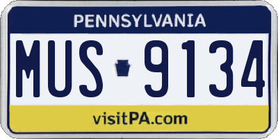 PA license plate MUS9134