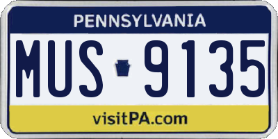 PA license plate MUS9135
