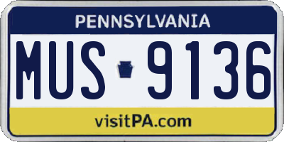 PA license plate MUS9136