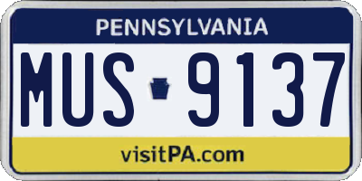 PA license plate MUS9137