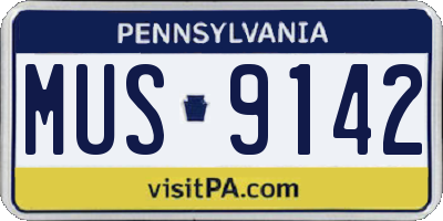 PA license plate MUS9142