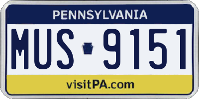 PA license plate MUS9151