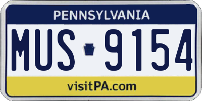 PA license plate MUS9154