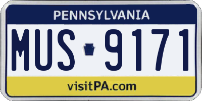PA license plate MUS9171