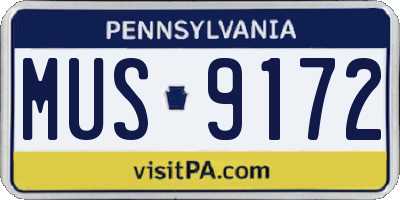 PA license plate MUS9172
