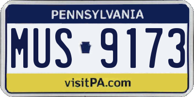 PA license plate MUS9173