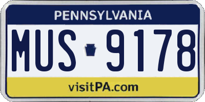 PA license plate MUS9178