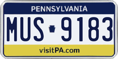 PA license plate MUS9183